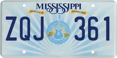 MS license plate ZQJ361