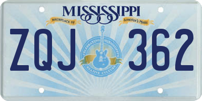 MS license plate ZQJ362