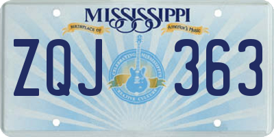 MS license plate ZQJ363