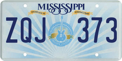 MS license plate ZQJ373