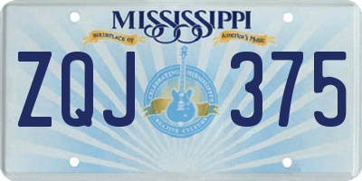 MS license plate ZQJ375