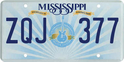 MS license plate ZQJ377