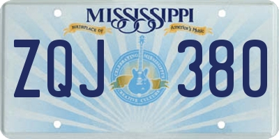 MS license plate ZQJ380