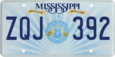 MS license plate ZQJ392
