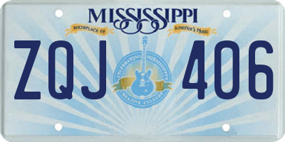 MS license plate ZQJ406
