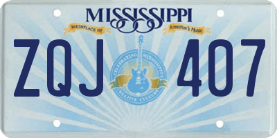 MS license plate ZQJ407