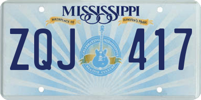 MS license plate ZQJ417
