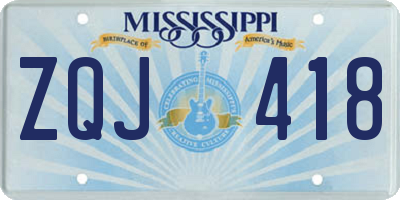 MS license plate ZQJ418
