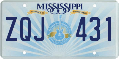 MS license plate ZQJ431