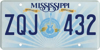 MS license plate ZQJ432