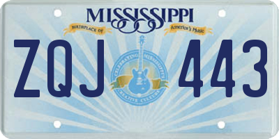 MS license plate ZQJ443
