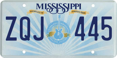 MS license plate ZQJ445