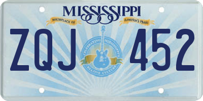 MS license plate ZQJ452