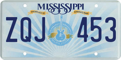 MS license plate ZQJ453