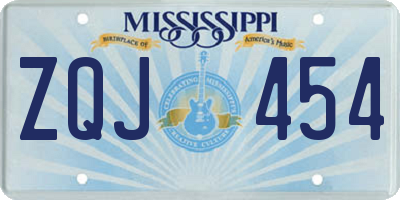 MS license plate ZQJ454