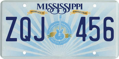 MS license plate ZQJ456