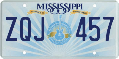 MS license plate ZQJ457