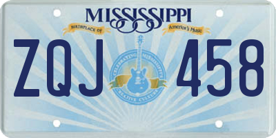 MS license plate ZQJ458