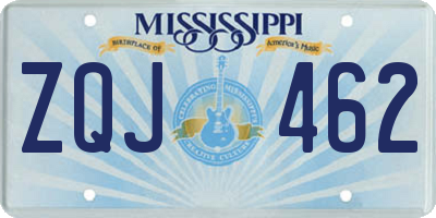 MS license plate ZQJ462
