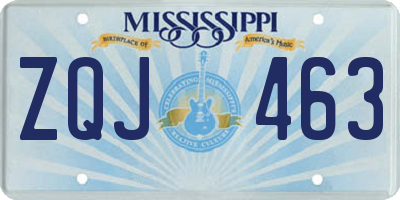 MS license plate ZQJ463