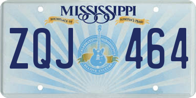 MS license plate ZQJ464