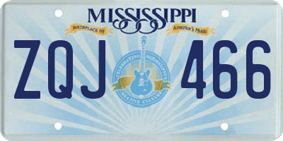 MS license plate ZQJ466