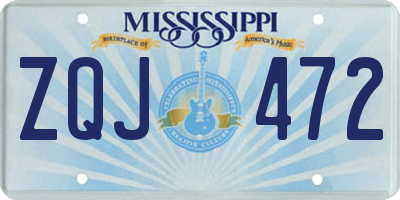 MS license plate ZQJ472