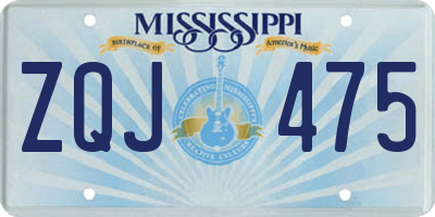 MS license plate ZQJ475