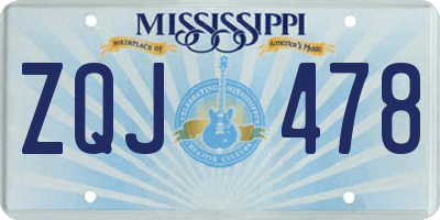 MS license plate ZQJ478
