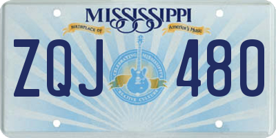 MS license plate ZQJ480