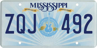 MS license plate ZQJ492