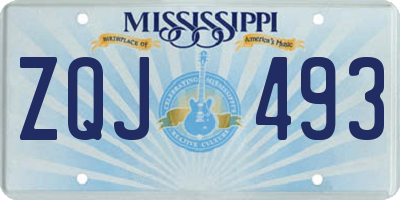 MS license plate ZQJ493