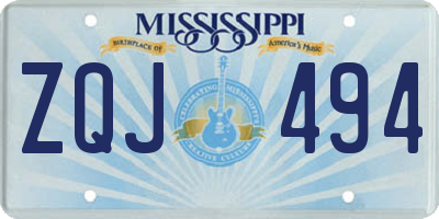 MS license plate ZQJ494