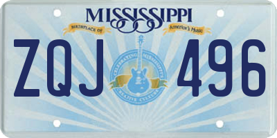MS license plate ZQJ496