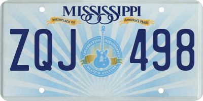 MS license plate ZQJ498