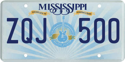 MS license plate ZQJ500