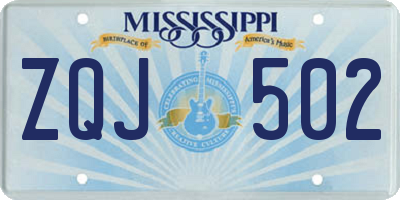 MS license plate ZQJ502