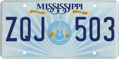 MS license plate ZQJ503