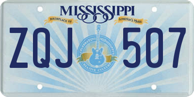 MS license plate ZQJ507