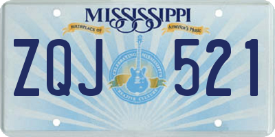 MS license plate ZQJ521