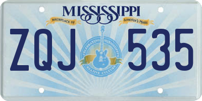 MS license plate ZQJ535