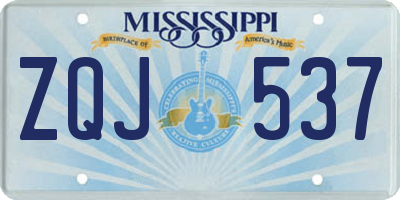 MS license plate ZQJ537