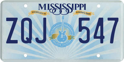 MS license plate ZQJ547