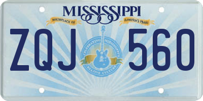 MS license plate ZQJ560