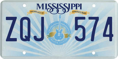 MS license plate ZQJ574