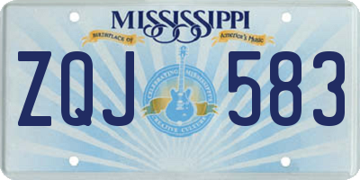 MS license plate ZQJ583
