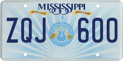 MS license plate ZQJ600