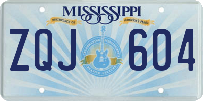 MS license plate ZQJ604