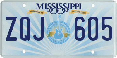 MS license plate ZQJ605