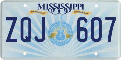 MS license plate ZQJ607